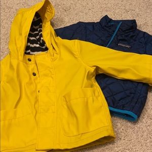 Patagonia fall jacket + Baby Gap raincoat